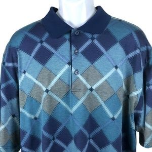 EUC- Nat Nast Men's Blue Argyle Polo Shirt XXL
